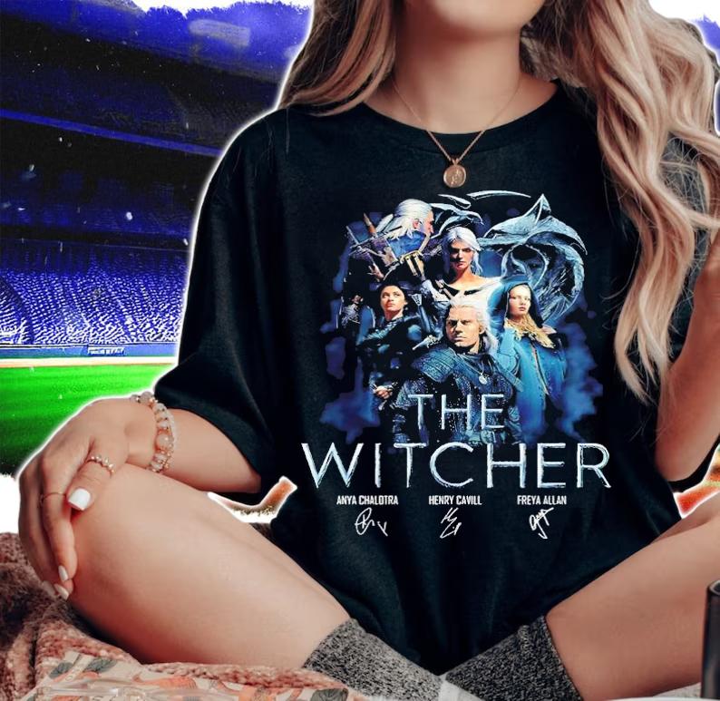 The Witcher TV Movies Series Anya Chalotra Henry Cavill And Freya Allan Signature Shirt woman shirt