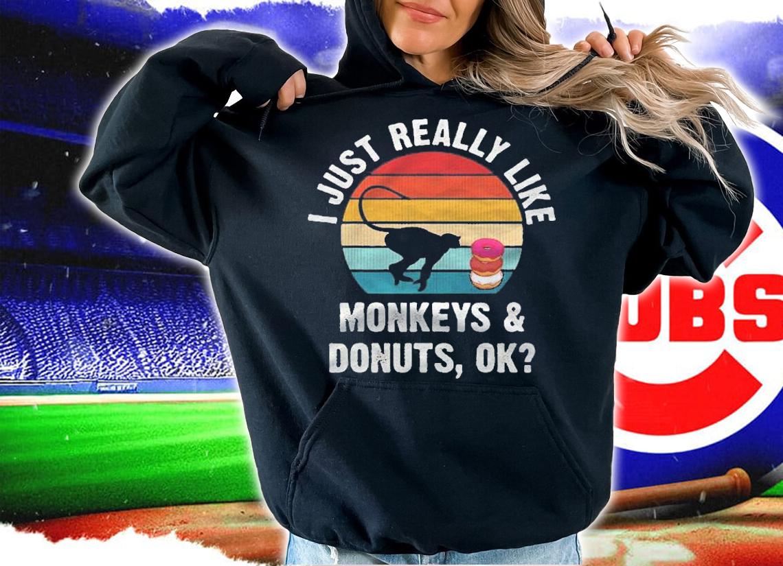 I Just Really Like Monkeys And Donuts Funny Monkeys Cute Shirt