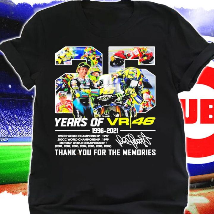 25 years of Valentino Rossi VR46 1996-2021 signature t-shirt shirt