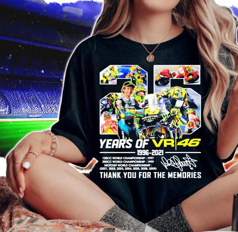 25 years of Valentino Rossi VR46 1996-2021 signature t-shirt woman shirt