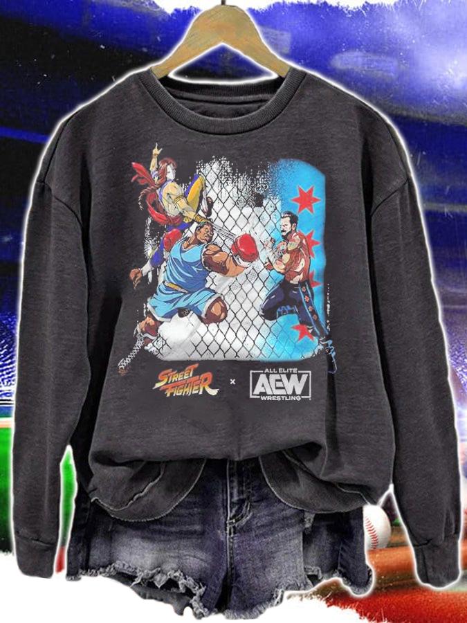 CM Punk Vs. Vega And Balrog Street Fighter x AEW Shirt sweatshirt