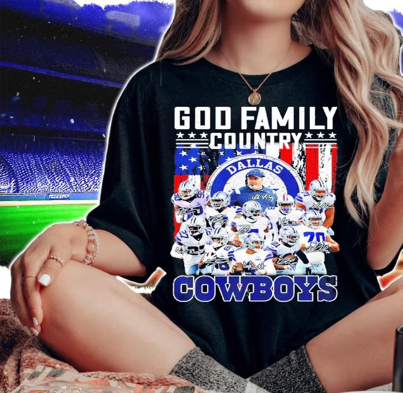God Family Country Dallas Cowboys Signatures Shirt woman shirt