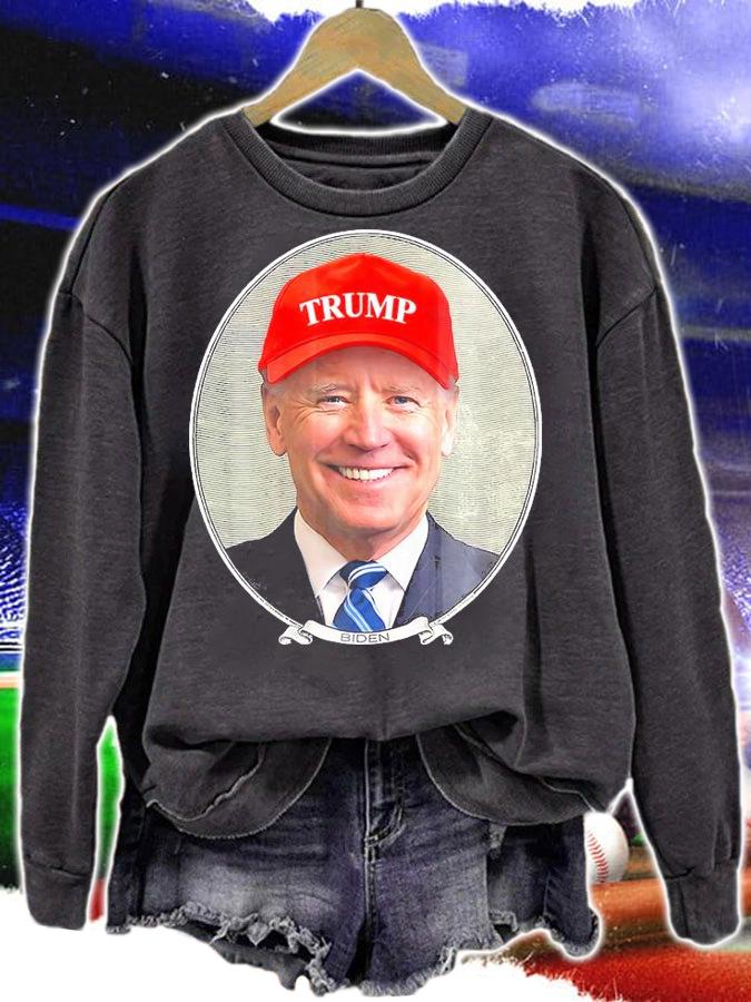 Joe Biden Wearing Hat Trump T-shirt sweatshirt