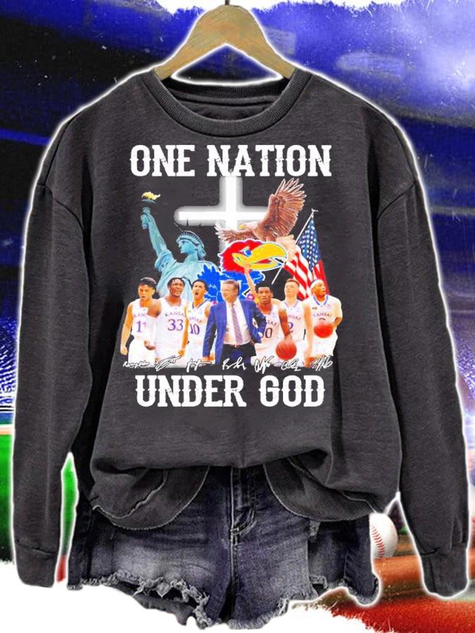 Kansas Jayhawks Basketball One Nation Under God Signatures Shirt sweatshirt