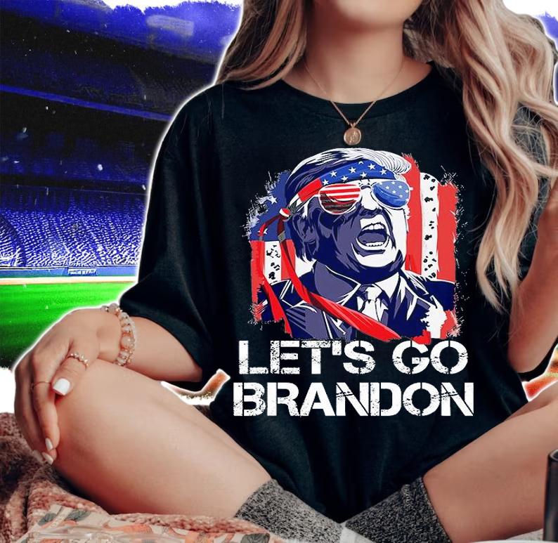 Let's Go Brandon Tee Conservative Anti Liberal US Flag Trump Design T-Shirt woman shirt