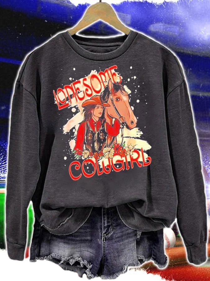 Lonesome Cowgirl Horse Southern Wild West T-Shirt sweatshirt