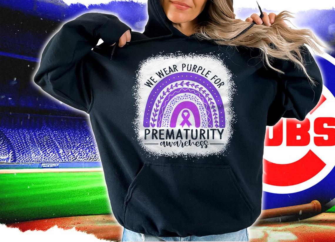 Rainbow Preemie We Wear Purple For Prematurity Awareness Shirt