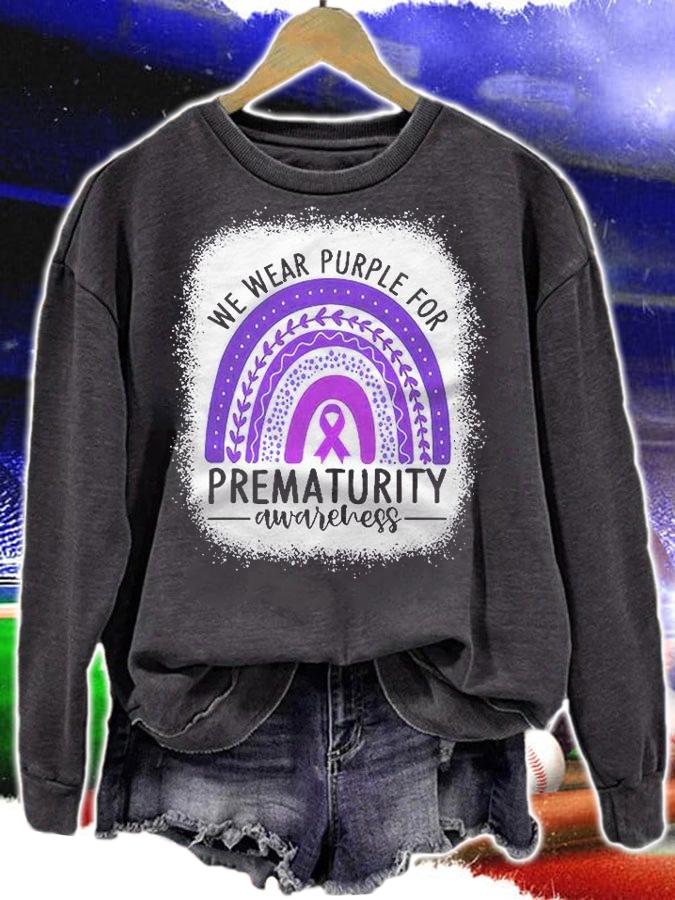 Rainbow Preemie We Wear Purple For Prematurity Awareness Shirt