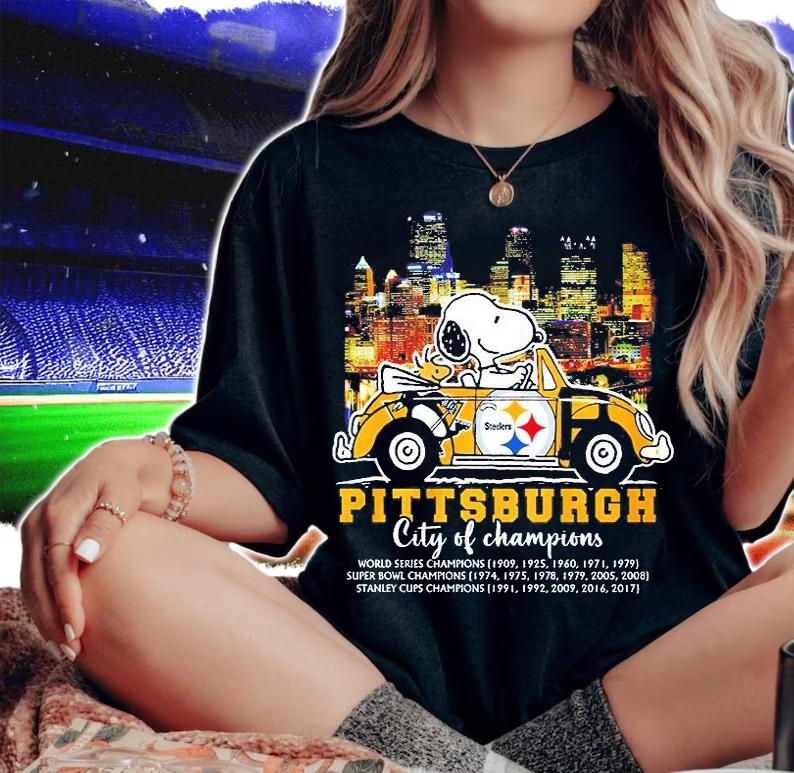 Snoopy And Woodstock Pittsburgh City Of Champions T-Shirt woman shirt