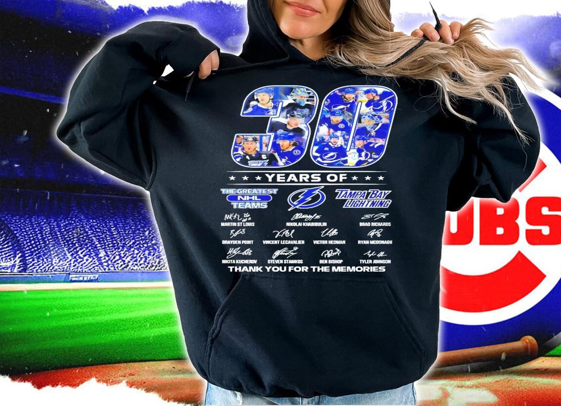 Tampa Bay Lightning 30 years of The Greatest NHL teams thank you for the memories t-shirt