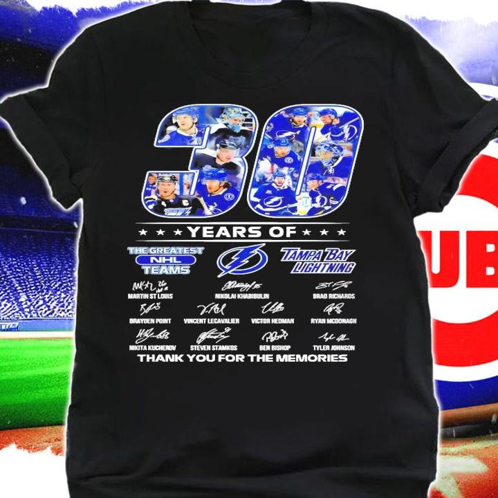 Tampa Bay Lightning 30 years of The Greatest NHL teams thank you for the memories t-shirt