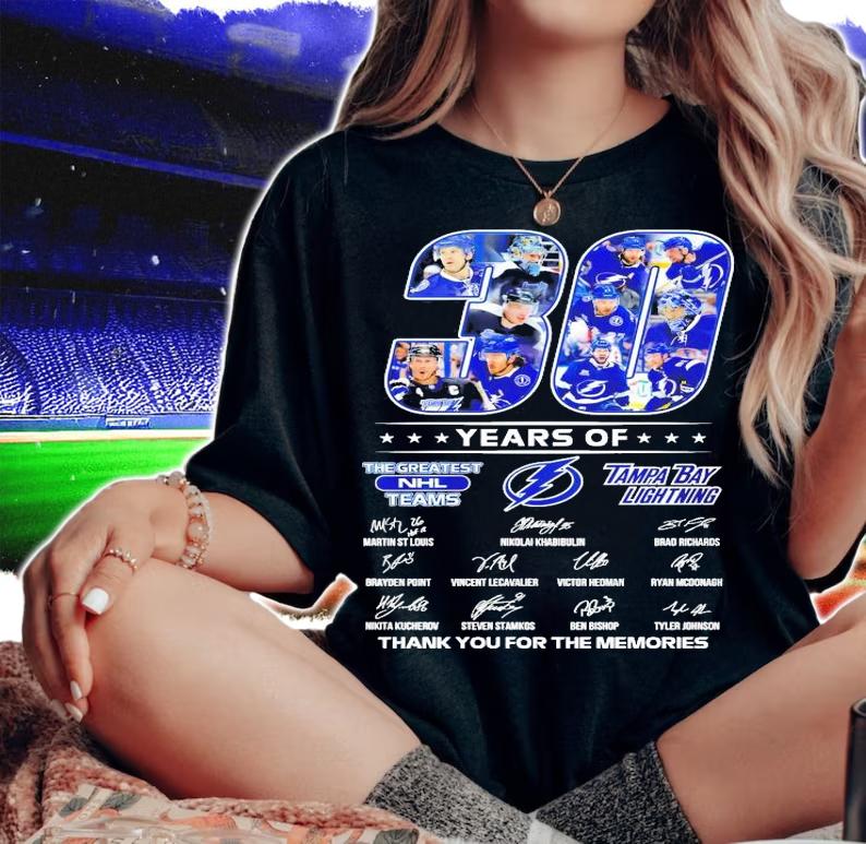 Tampa Bay Lightning 30 years of The Greatest NHL teams thank you for the memories t-shirt