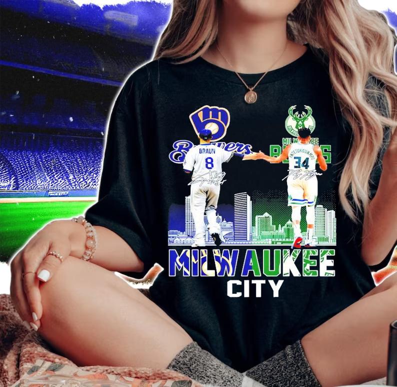 MILWAUKEE city Braun vs Antetokounmpo signature t-shirt