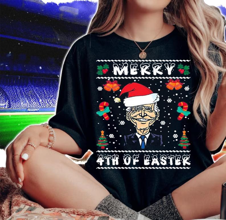 Santa Biden Happy Easter Ugly Christmas T-Shirt