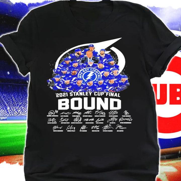 Tampa Bay Lightning all team 2021 Stanley Cup Final Bound signatures shirt shirt