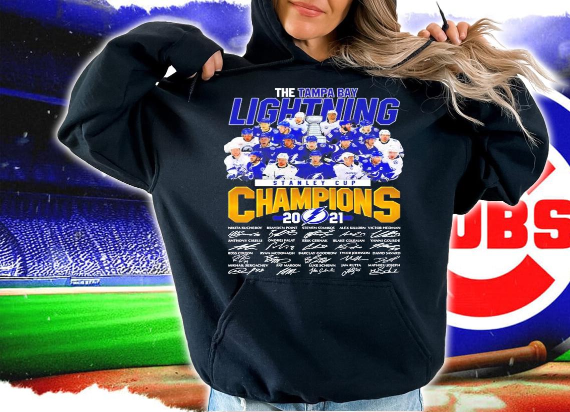 The Tampa Bay Lightning Stanley Cup Champions 2021 signatures shirt