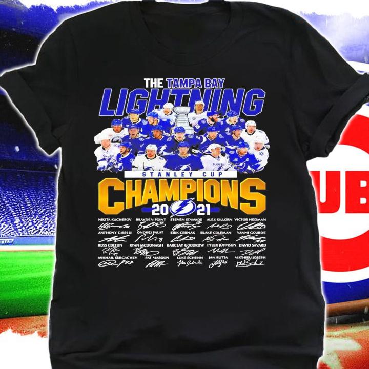 The Tampa Bay Lightning Stanley Cup Champions 2021 signatures shirt