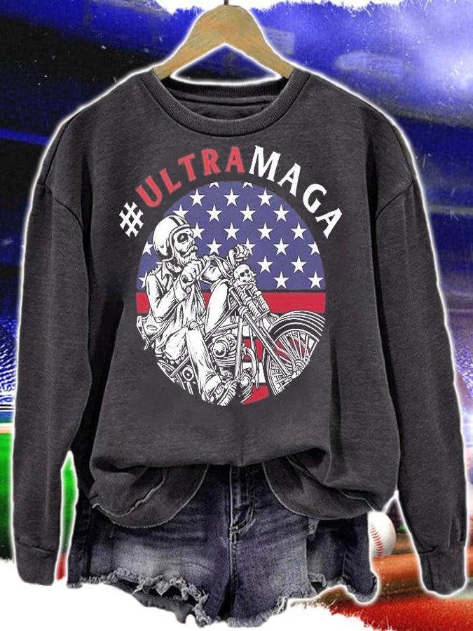 Ultra MAGA Funny Conservative Anti Biden USA Flag T-Shirt