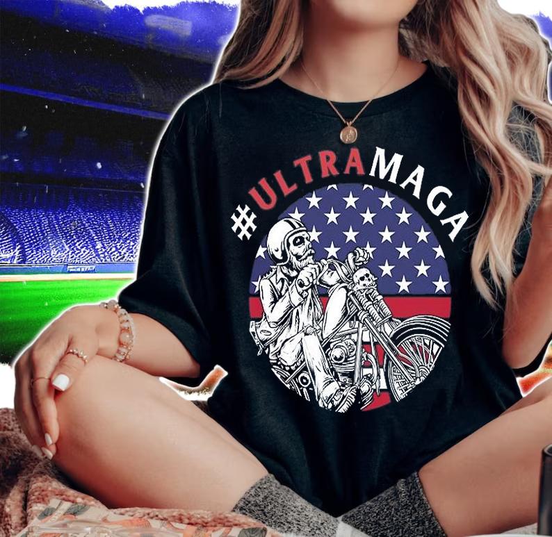 Ultra MAGA Funny Conservative Anti Biden USA Flag T-Shirt