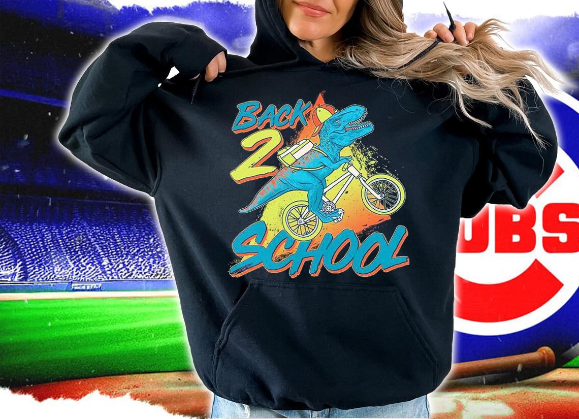 Back to 2 school trex dinosaur bike shirt