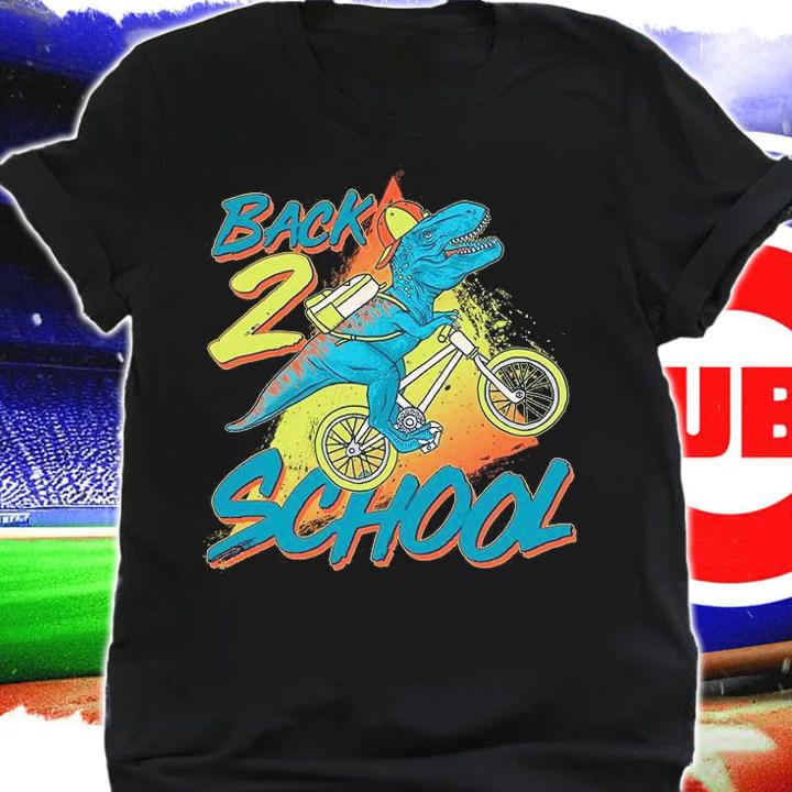 Back to 2 school trex dinosaur bike shirt