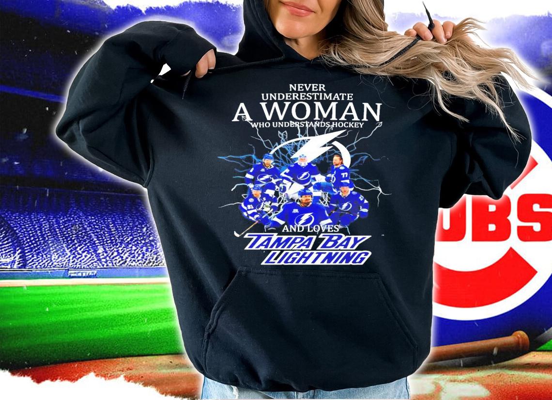Never underestimate a woman who understands hockey and loves Tampa Bay Lightning shirt