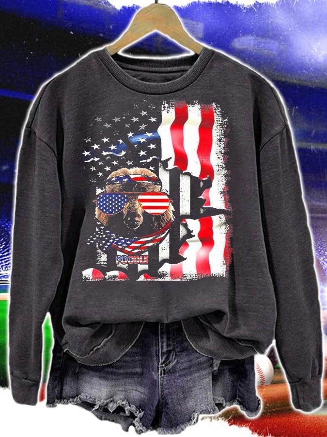 Poodle Fun American Flag T-Shirt