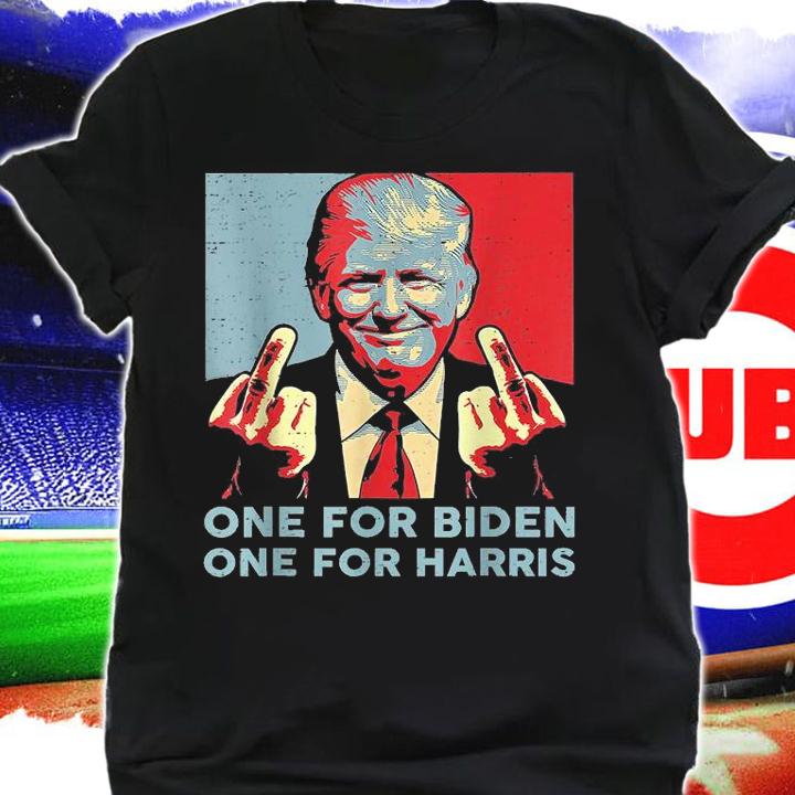 Trump Middle Finger Biden Harris Funny Political Design T-Shirt shirt