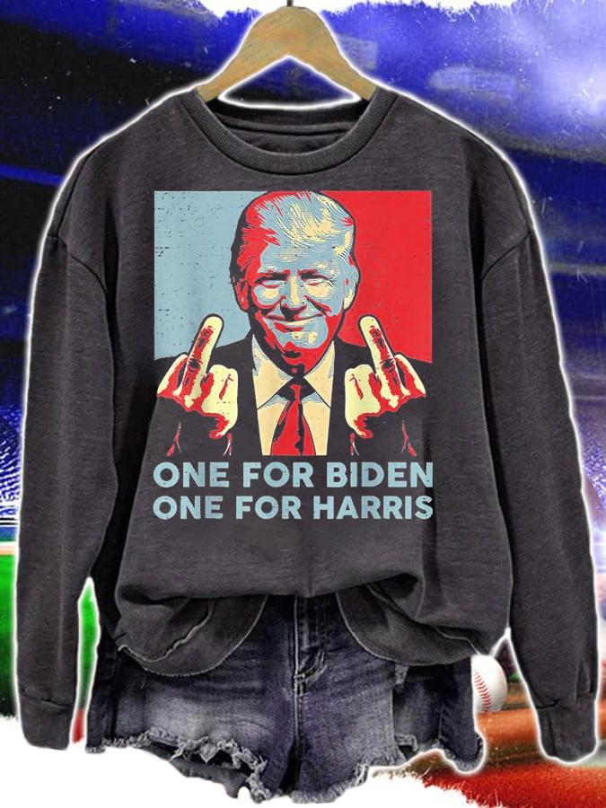 Trump Middle Finger Biden Harris Funny Political Design T-Shirt sweatshirt