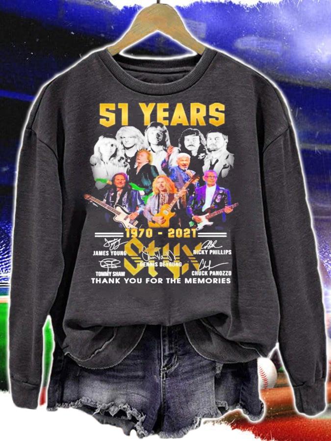 51 years 1970-2021 Styx signatures shirt sweatshirt