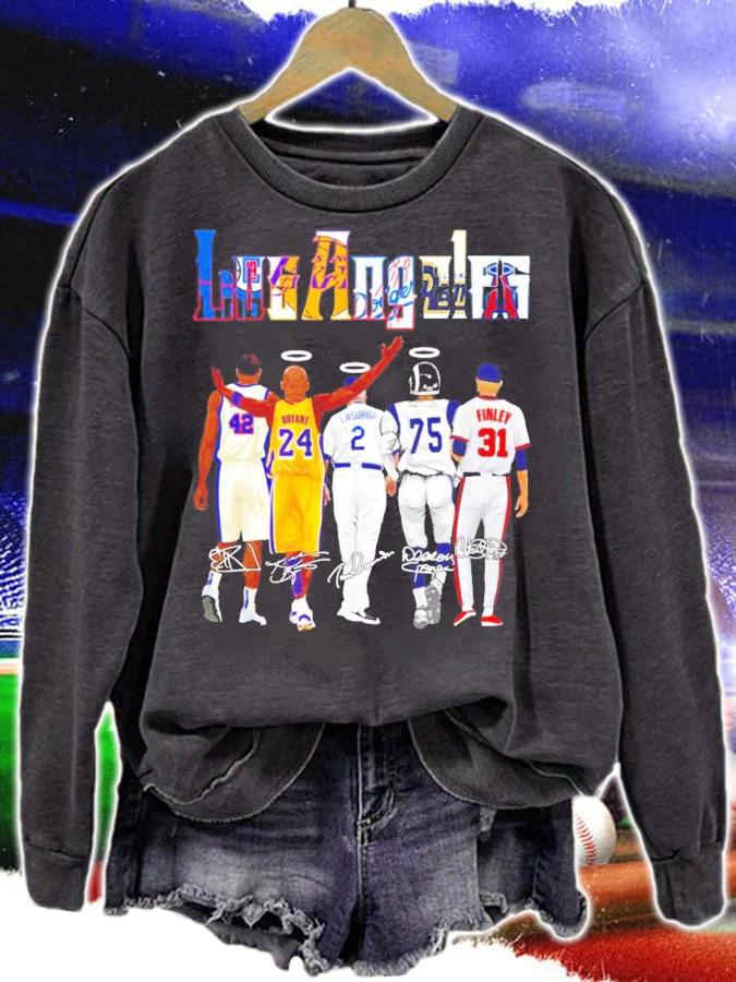 Los Angeles sports team Bryant Lasorda Finley signatures shirt