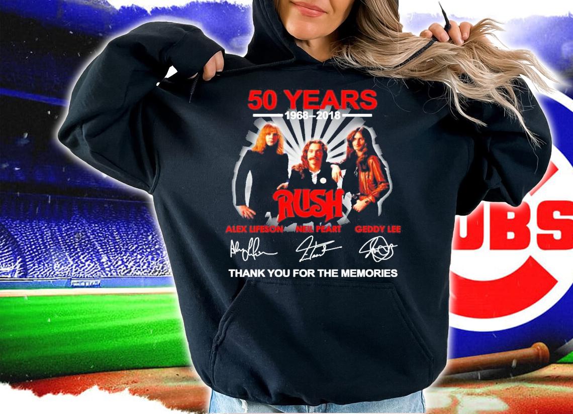 50 years 1968-2018 Rush Alex Lifeson Neil Peart Geddy Lee signature shirt