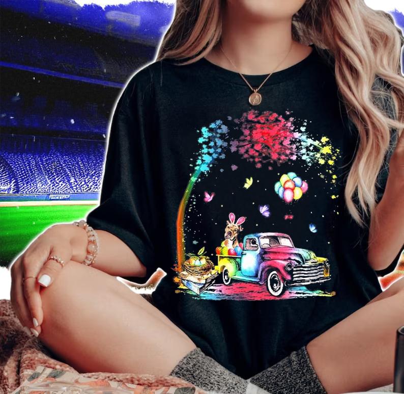 Easter Truck Pitbull Dog Easter Day T-Shirt