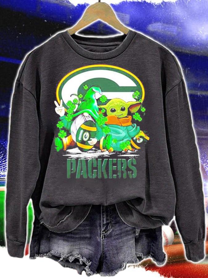 St.Patrick's day Gnome and Baby Yoda Green Bay Packers shirt sweatshirt