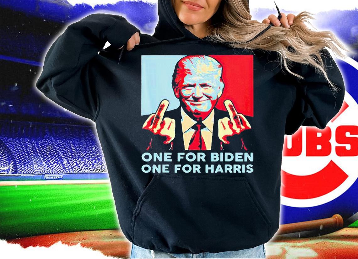 Trump middle finger one for Biden one for Harris T-shirts, hoodie and sweatshirt