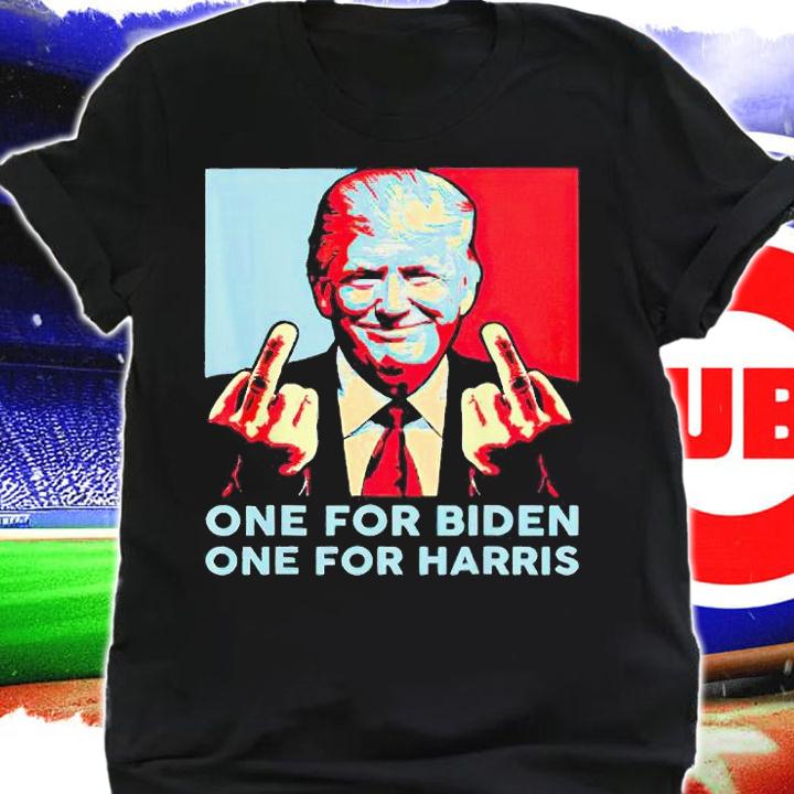 Trump middle finger one for Biden one for Harris T-shirts, hoodie and sweatshirt