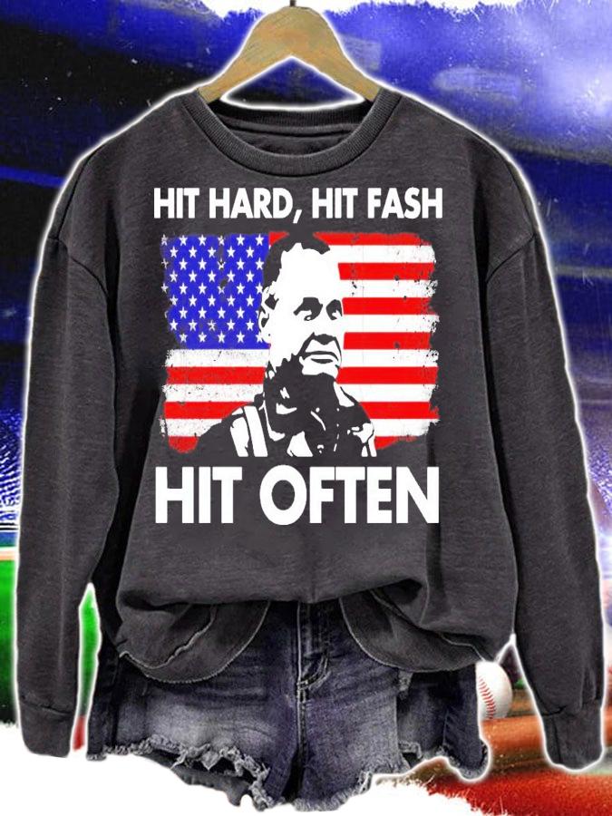 William Halsey hit hard hit fash hit often American flag shirt sweatshirt