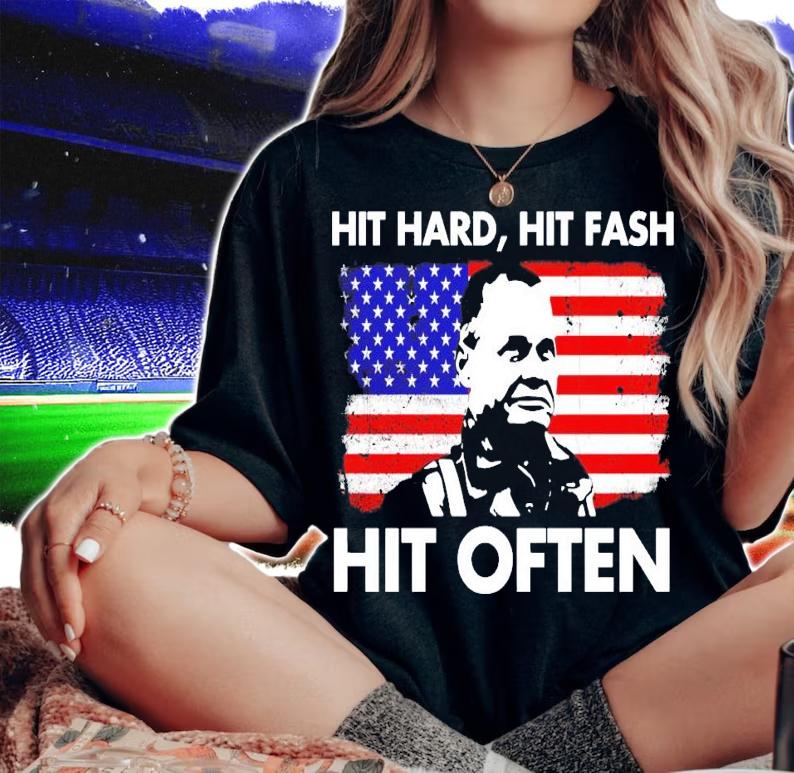 William Halsey hit hard hit fash hit often American flag shirt woman shirt