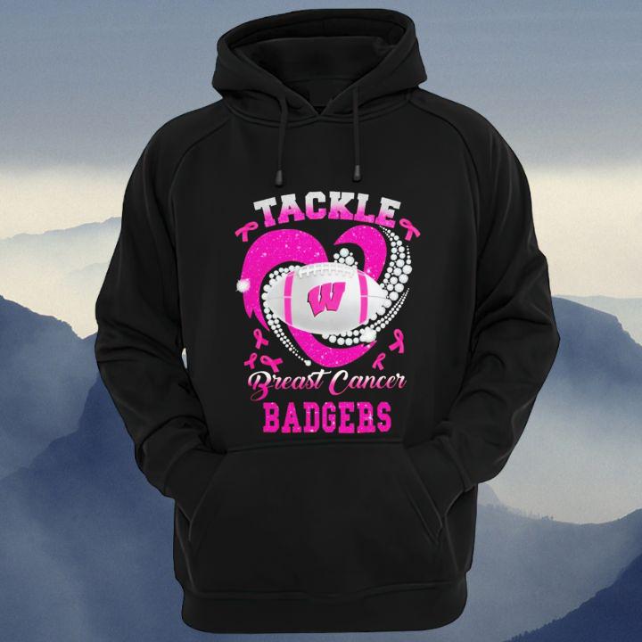 Tackle Breast Cancer Awareness Wisconsin Badgers T-Shirt hoodie
