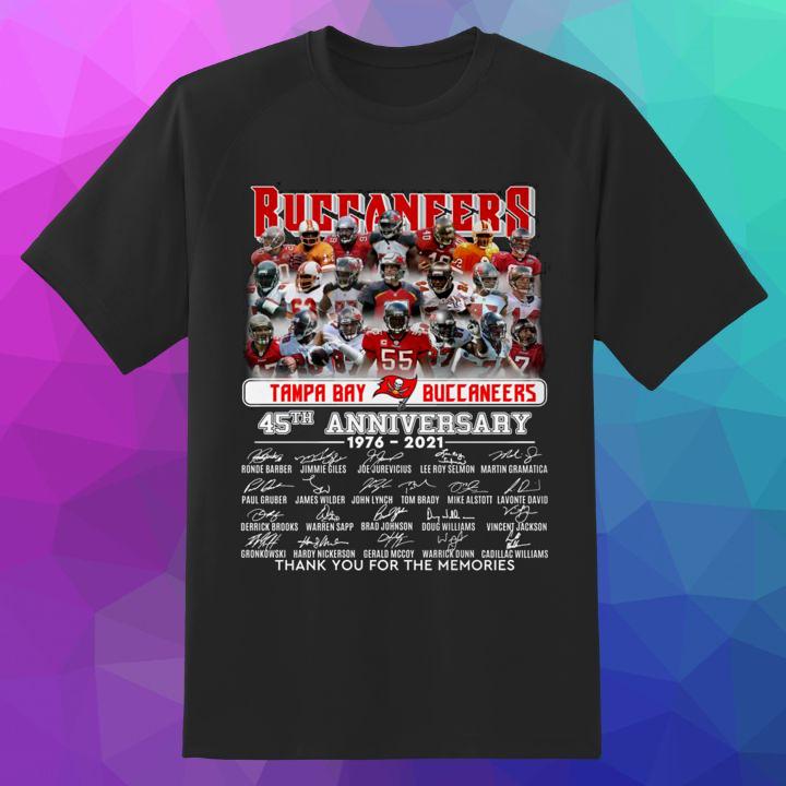 Tampa Bay Buccaneers Nfl 45Th Anniversary 1976-2021 Signed Thank You For The Memories Shirt