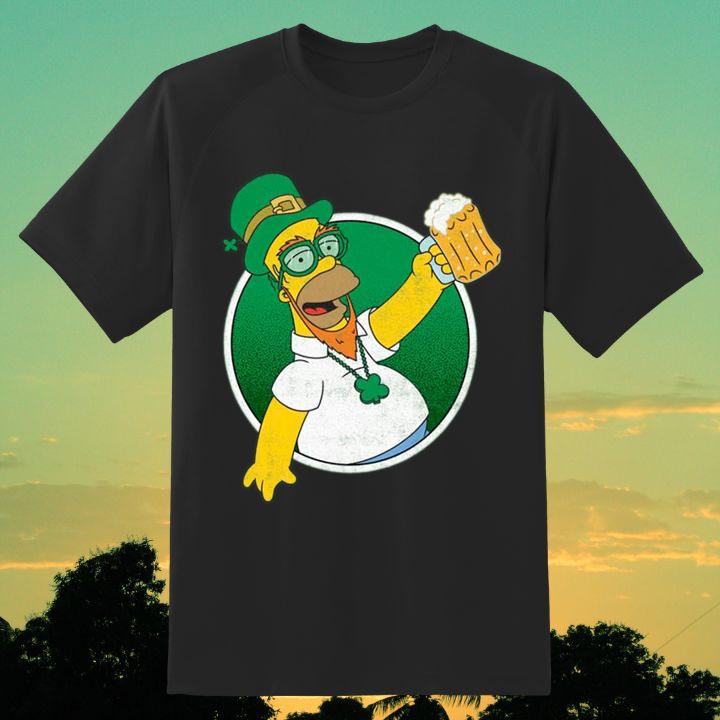 Leprechaun Homer Simpson Hold Beer Mug St Patricks Day Shirt