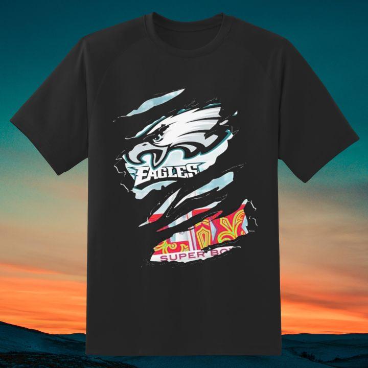 Philadelphia Eagles Logo Super Bowl Lix 2025 Torn Scratch Shirt