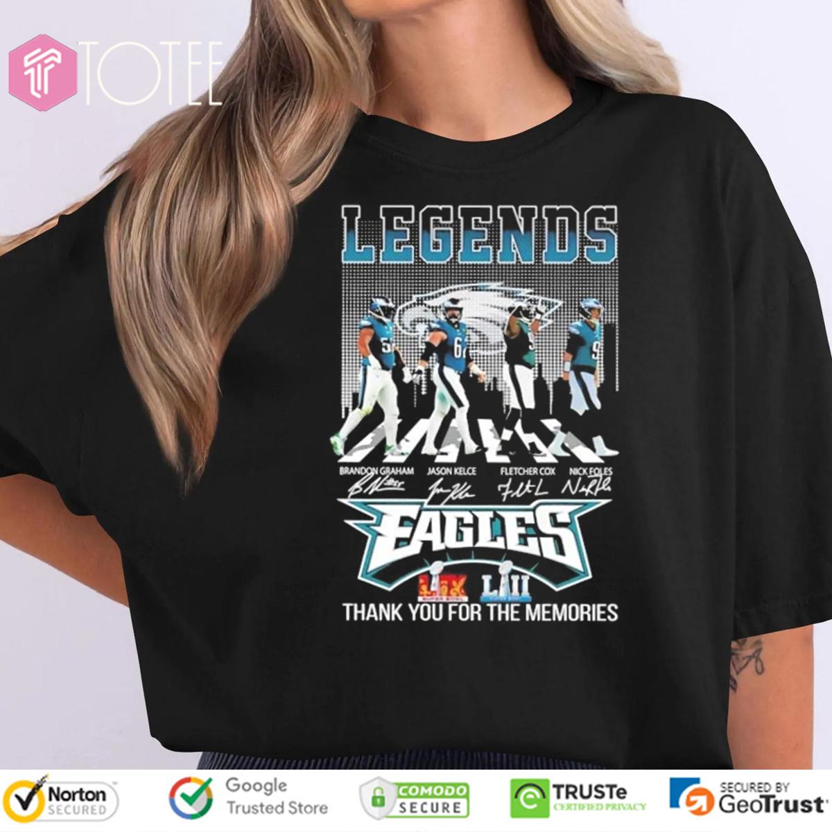 Philadelphia Eagles Legends Abbey Road Foles Cox Kelce Graham Signed Shirt