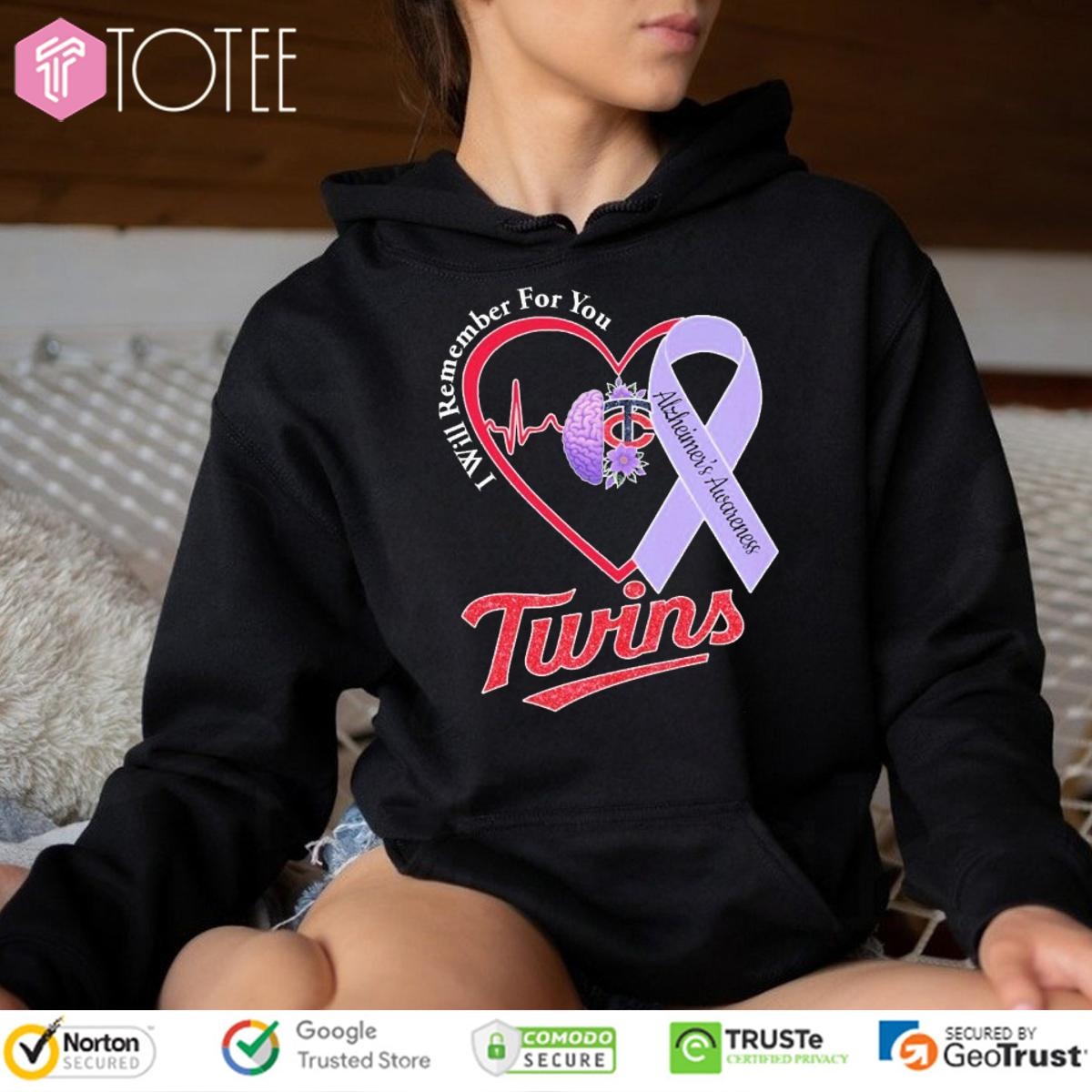 Minnesota Twins Baseball Alzheimers Awareness Heartbeat Hoodie