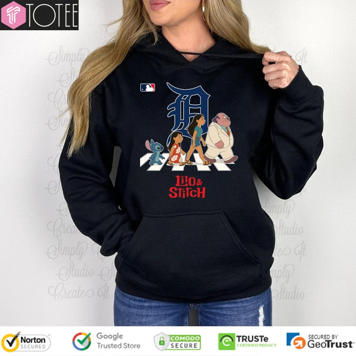 Lilo And Stitch Abbey Road Detroit Tigers Baseball Hoodie
