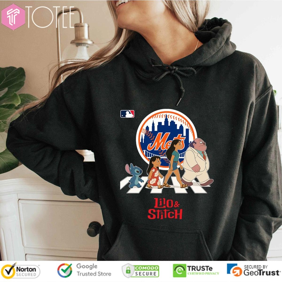 Lilo And Stitch Abbey Road New York Mets Baseball Hoodie
