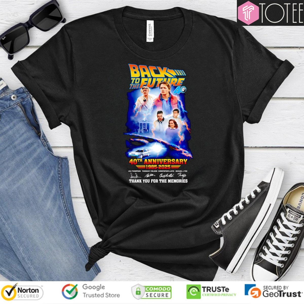40Th Anniversary 1985-2025 Back To The Future Signatures T-shirt